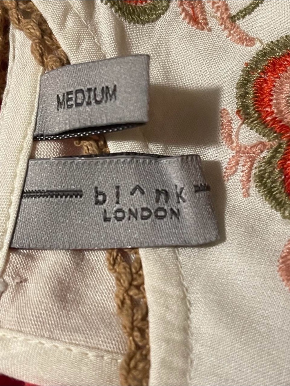 Anthropologie Bl^nk London Kiyana Lace Embroidered Blouse - Ivory Coral - Medium - Picture 8 of 8